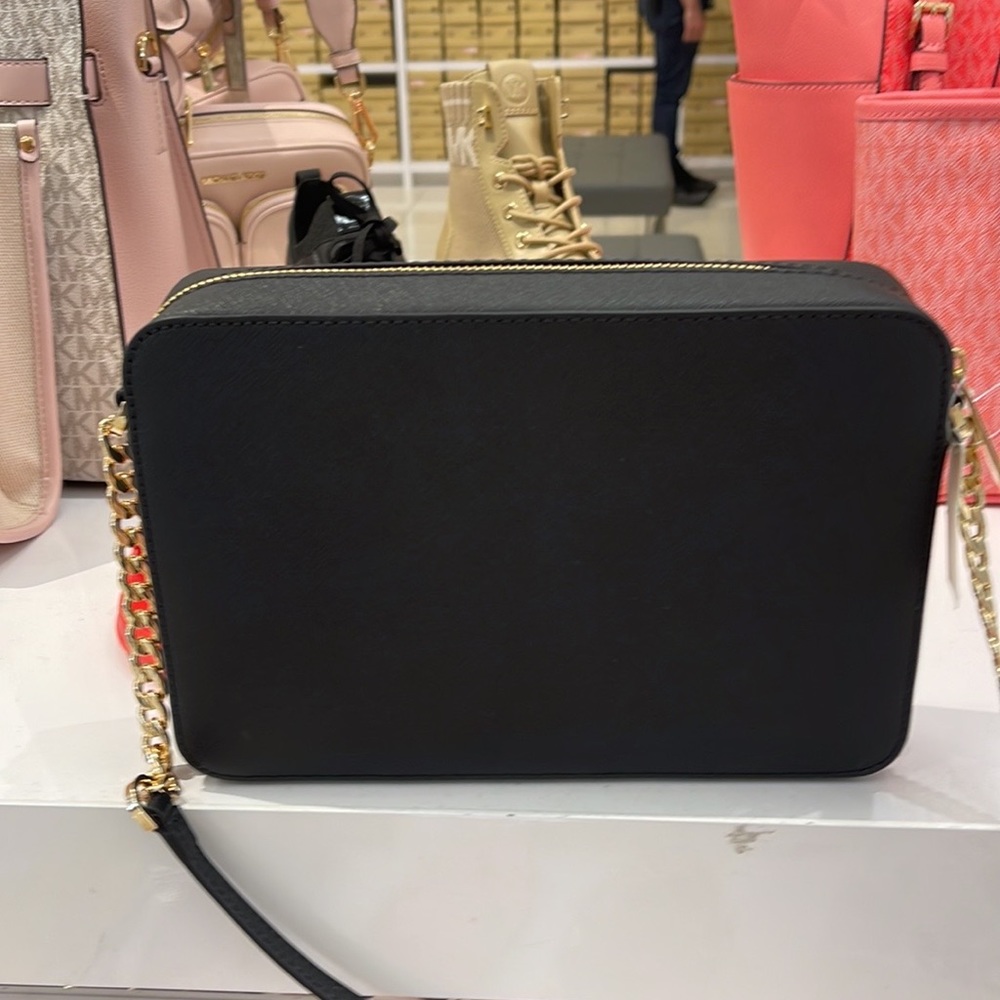 Michael Kors Jet Set Item Large East West Zip Crossbody Leather Black - Picture 8 of 16